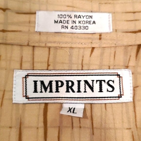 IMPRINT XL RAYON BROWN SHORT-SLEEVED BUTTON DOWN SHIRT - Picture 2 of 2